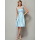 Charming Straps Sleeveless Pleats Short Taffeta Bridesmaid Dresses