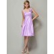 Charming Straps Sleeveless Pleats Short Taffeta Bridesmaid Dresses