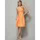 Charming Straps Sleeveless Pleats Short Taffeta Bridesmaid Dresses
