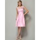 Charming Straps Sleeveless Pleats Short Taffeta Bridesmaid Dresses