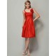 Charming Straps Sleeveless Pleats Short Taffeta Bridesmaid Dresses