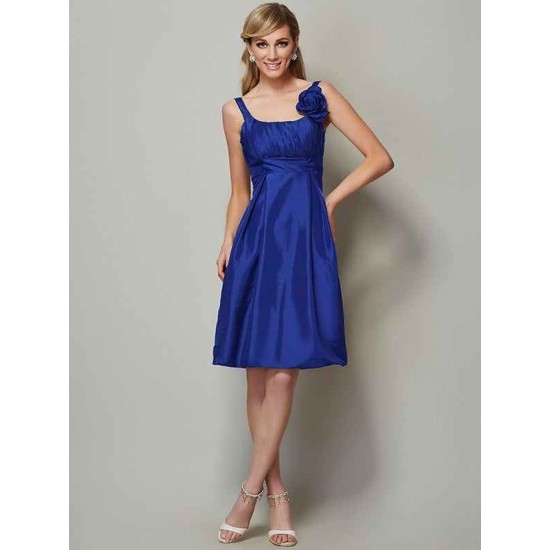 Charming Straps Sleeveless Pleats Short Taffeta Bridesmaid Dresses