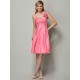 Charming Straps Sleeveless Pleats Short Taffeta Bridesmaid Dresses
