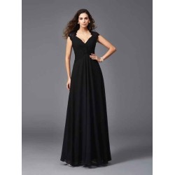 V-Neck Elegant Sleeveless Long Chiffon Bridesmaid dresses