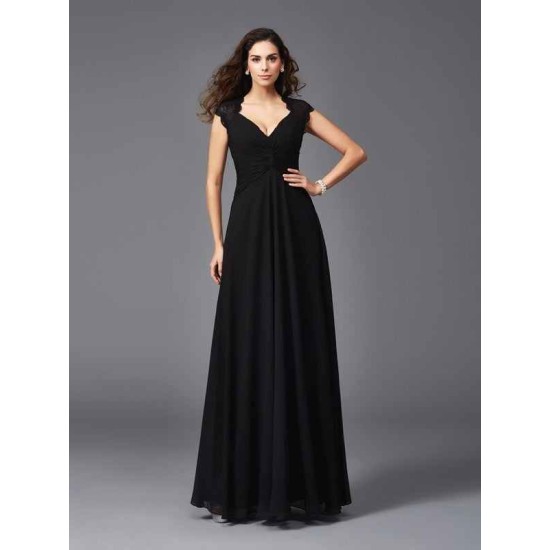 V-Neck Elegant Sleeveless Long Chiffon Bridesmaid dresses