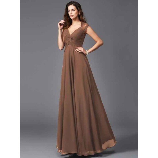 V-Neck Elegant Sleeveless Long Chiffon Bridesmaid dresses