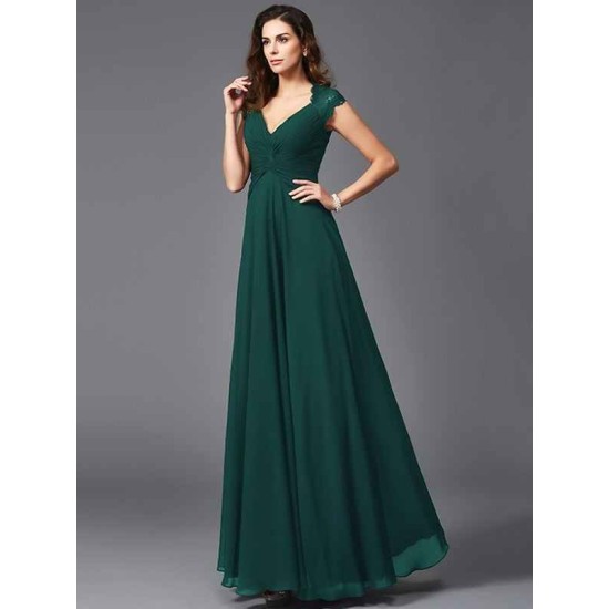 V-Neck Elegant Sleeveless Long Chiffon Bridesmaid dresses