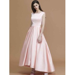 Modern Bateau Sleeveless Asymmetrical Ruffles Satin Bridesmaid Dresses