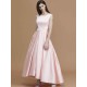 Modern Bateau Sleeveless Asymmetrical Ruffles Satin Bridesmaid Dresses
