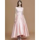 Modern Bateau Sleeveless Asymmetrical Ruffles Satin Bridesmaid Dresses