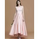 Modern Bateau Sleeveless Asymmetrical Ruffles Satin Bridesmaid Dresses