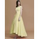 Modern Bateau Sleeveless Asymmetrical Ruffles Satin Bridesmaid Dresses