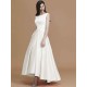 Modern Bateau Sleeveless Asymmetrical Ruffles Satin Bridesmaid Dresses
