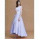 Modern Bateau Sleeveless Asymmetrical Ruffles Satin Bridesmaid Dresses
