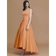 Modern Bateau Sleeveless Asymmetrical Ruffles Satin Bridesmaid Dresses
