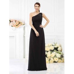 Classy Sleeveless One Shoulders Long Satin Bridesmaid Dresses