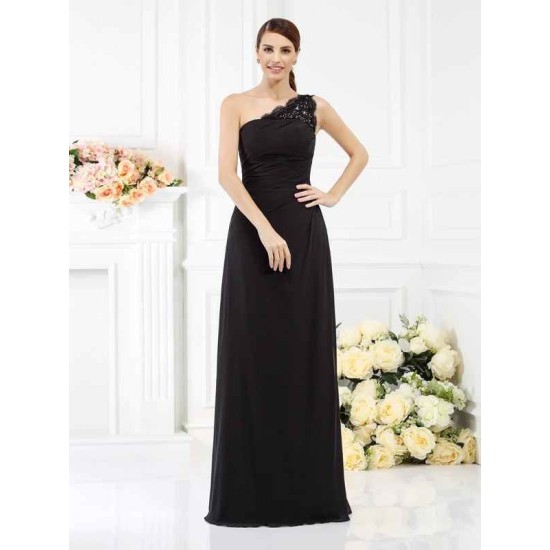 Classy Sleeveless One Shoulders Long Satin Bridesmaid Dresses