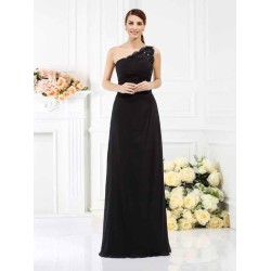 Classy Sleeveless One Shoulders Long Satin Bridesmaid Dresses