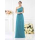Classy Sleeveless One Shoulders Long Satin Bridesmaid Dresses