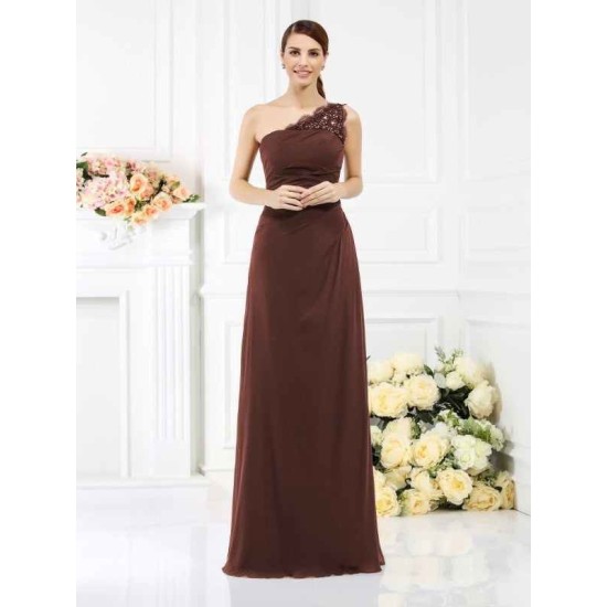 Classy Sleeveless One Shoulders Long Satin Bridesmaid Dresses
