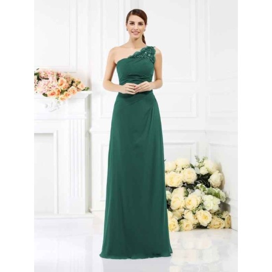 Classy Sleeveless One Shoulders Long Satin Bridesmaid Dresses