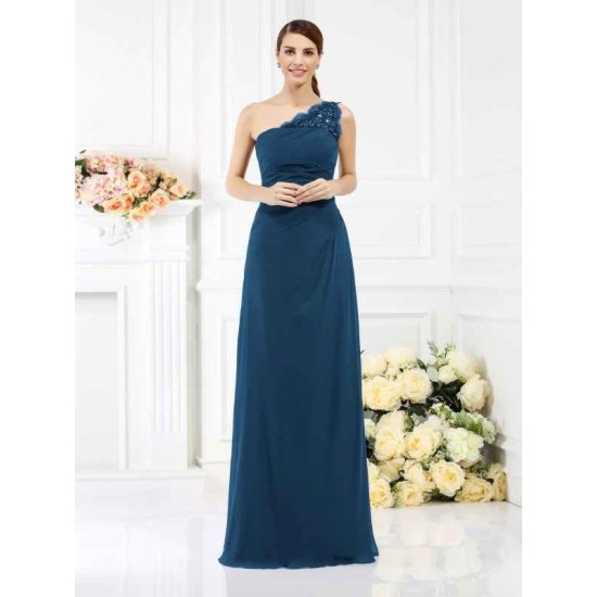 Classy Sleeveless One Shoulders Long Satin Bridesmaid Dresses