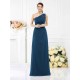 Classy Sleeveless One Shoulders Long Satin Bridesmaid Dresses