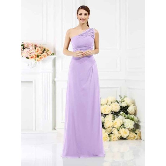 Classy Sleeveless One Shoulders Long Satin Bridesmaid Dresses