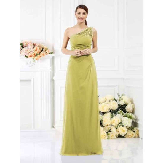 Classy Sleeveless One Shoulders Long Satin Bridesmaid Dresses