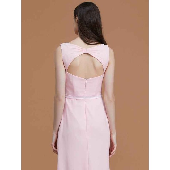 V-Neck Elegant Sleeveless Ruched Chiffon Bridesmaid Dresses