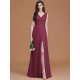V-Neck Elegant Sleeveless Ruched Chiffon Bridesmaid Dresses