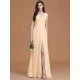 V-Neck Elegant Sleeveless Ruched Chiffon Bridesmaid Dresses