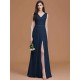 V-Neck Elegant Sleeveless Ruched Chiffon Bridesmaid Dresses