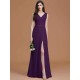 V-Neck Elegant Sleeveless Ruched Chiffon Bridesmaid Dresses