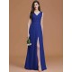 V-Neck Elegant Sleeveless Ruched Chiffon Bridesmaid Dresses