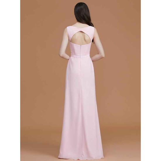 V-Neck Elegant Sleeveless Ruched Chiffon Bridesmaid Dresses