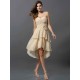 Gorgeous Sweetheart Hand-Made Flower Sleeveless High Low Chiffon Bridesmaid Dresses