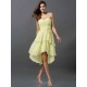 Gorgeous Sweetheart Hand-Made Flower Sleeveless High Low Chiffon Bridesmaid Dresses