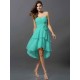 Gorgeous Sweetheart Hand-Made Flower Sleeveless High Low Chiffon Bridesmaid Dresses