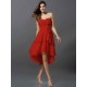 Gorgeous Sweetheart Hand-Made Flower Sleeveless High Low Chiffon Bridesmaid Dresses