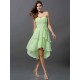 Gorgeous Sweetheart Hand-Made Flower Sleeveless High Low Chiffon Bridesmaid Dresses