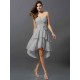 Gorgeous Sweetheart Hand-Made Flower Sleeveless High Low Chiffon Bridesmaid Dresses