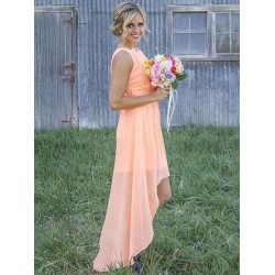 Charming Sleeveless Scoop Asymmetrical Chiffon Bridesmaid Dresses