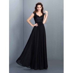 Chic Lace Sleeveless Long Chiffon Bridesmaid Dresses