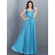 Chic Lace Sleeveless Long Chiffon Bridesmaid Dresses
