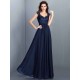 Chic Lace Sleeveless Long Chiffon Bridesmaid Dresses