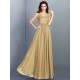 Chic Lace Sleeveless Long Chiffon Bridesmaid Dresses