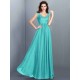 Chic Lace Sleeveless Long Chiffon Bridesmaid Dresses