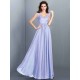 Chic Lace Sleeveless Long Chiffon Bridesmaid Dresses