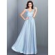 Chic Lace Sleeveless Long Chiffon Bridesmaid Dresses